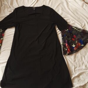 MSK Black Dress with Flower Sleeve